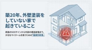 築20年、外壁塗装をしていない家で起きている表面のSOSサインから内部の構造破壊までを網羅したアイキャッチ画像
