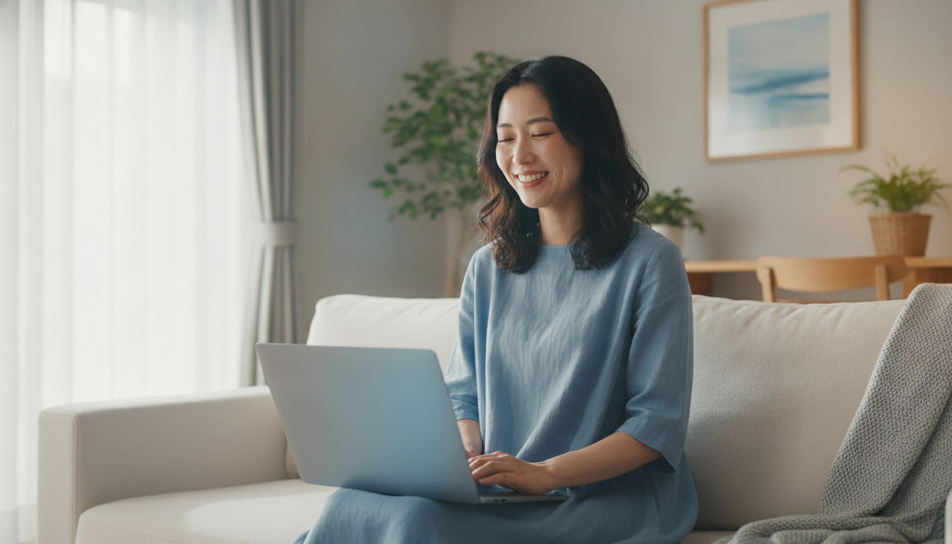 断り代行サービスを利用して心理的負担が減り、安心した表情の女性