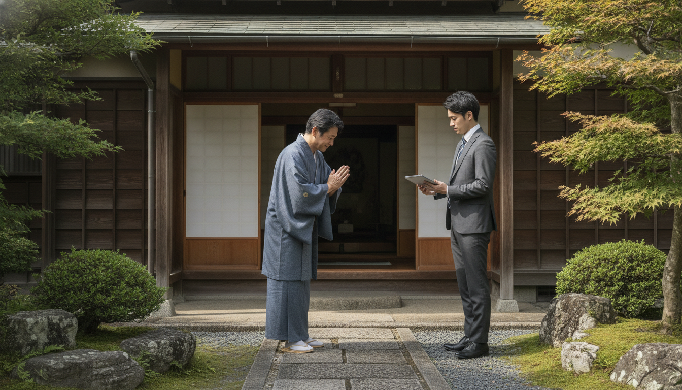 訪問販売に対応する住人