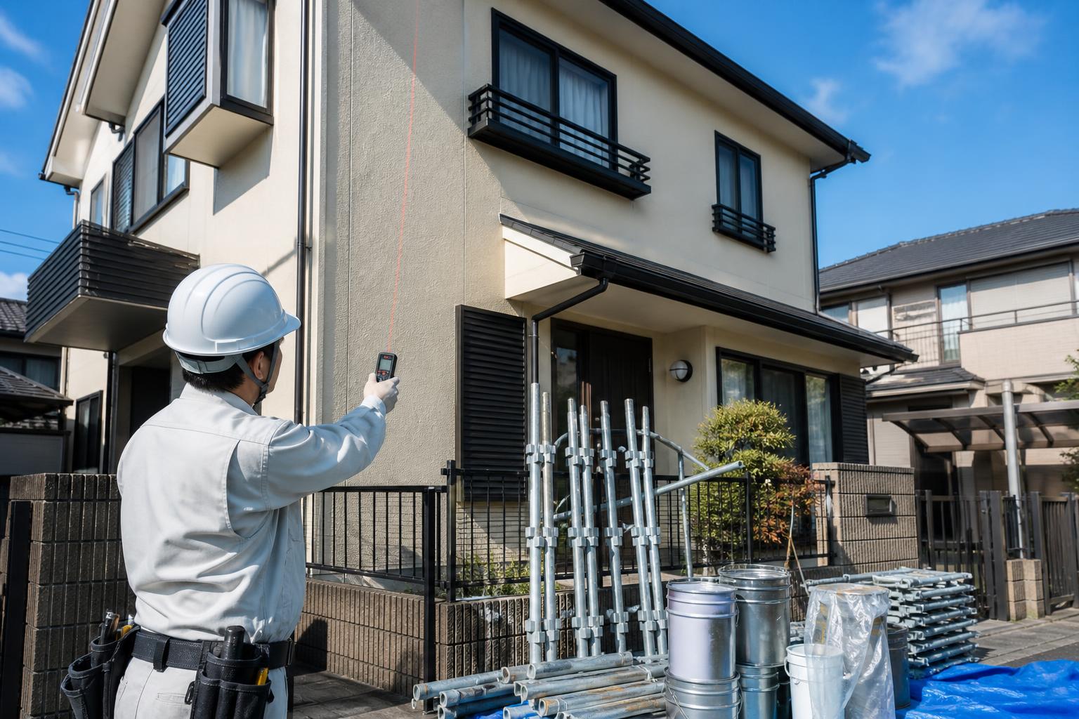 日本の戸建てを実測して外壁塗装費用を算定する専門家