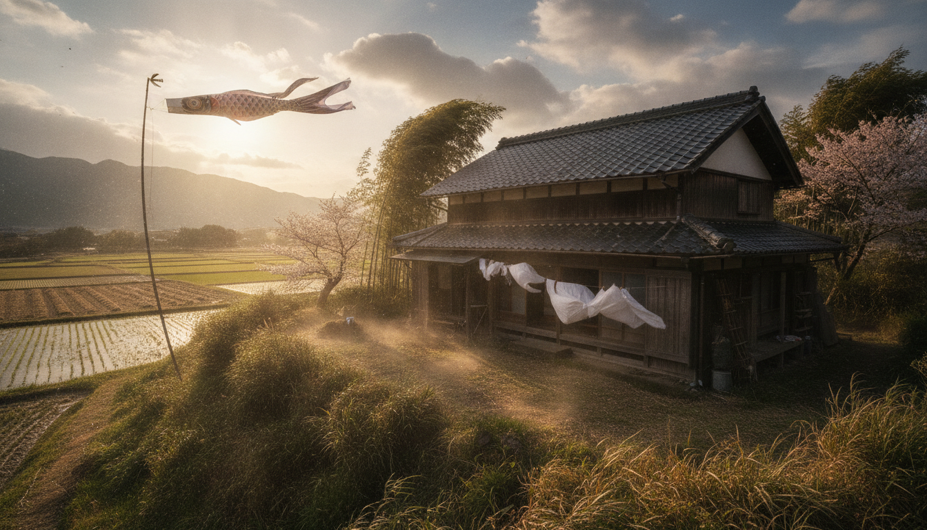 地域特性に合わせた対策 強い日差しとからっ風を受ける日本の戸建て住宅のイメージ