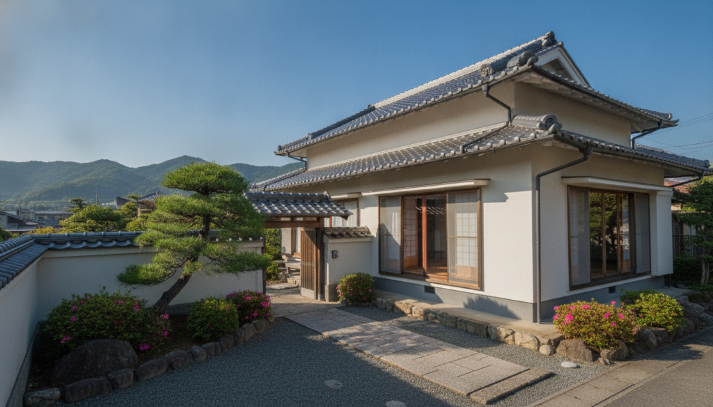 青空の下に建つ外壁塗装された美しい浜松市の戸建て住宅