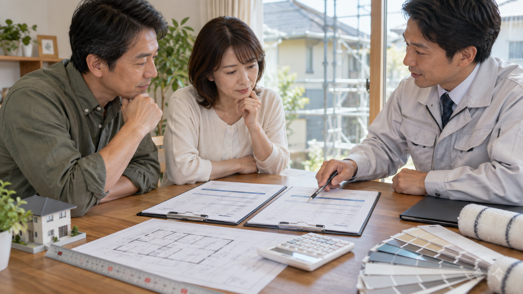 外壁塗装の見積もりを相談する様子
