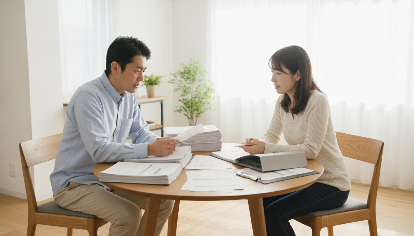 住宅の外壁塗装について複数の見積書を同じ項目で比較している様子